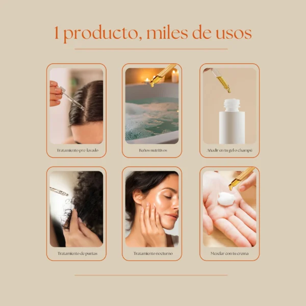 elixir ancestral aceite multifunción miles de usos para hair oiling mascarilla nutritiva baños aromáticos sella producto protege frente la oxidación Set Ritual de Belleza Ancestral
