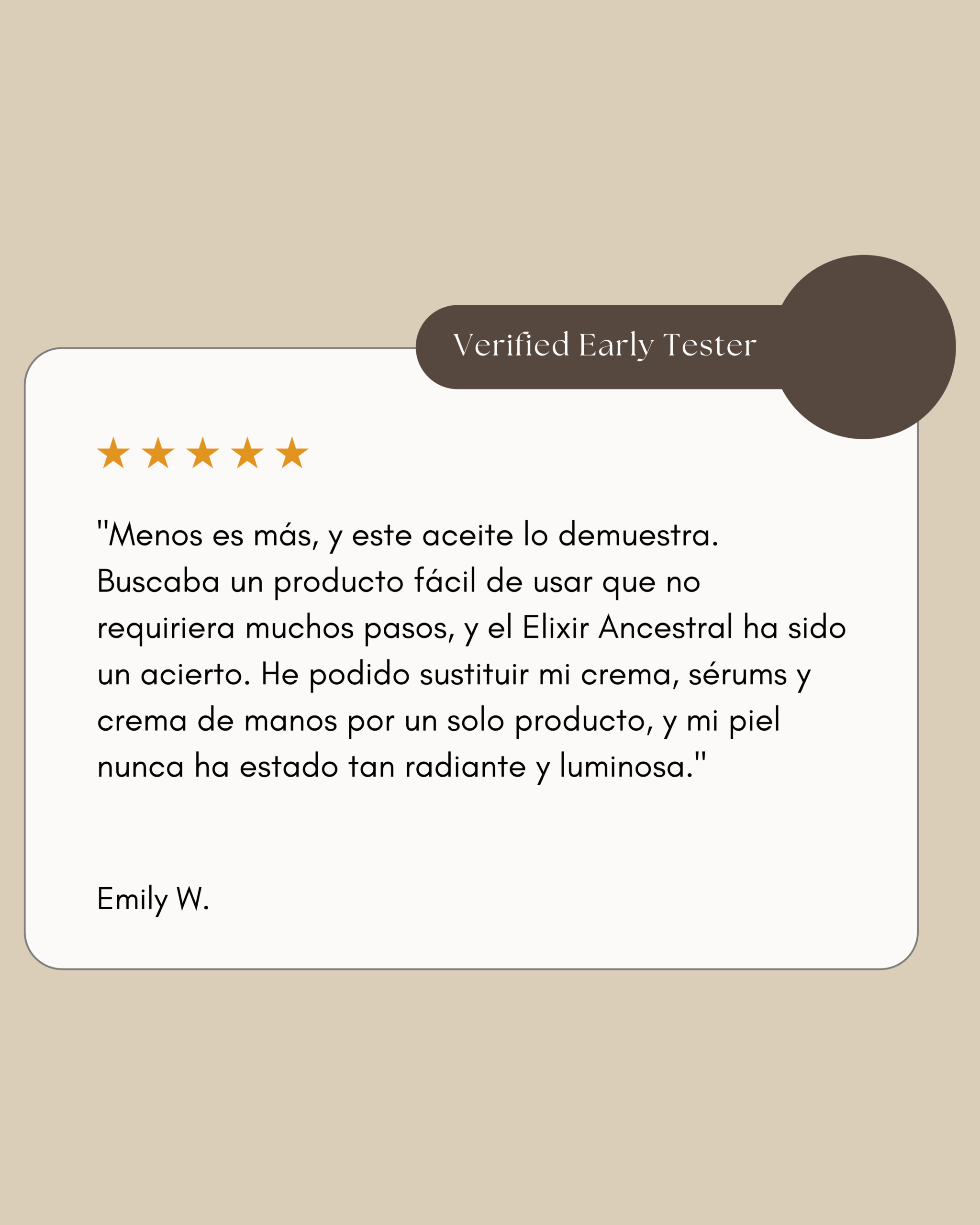 feedback positivo del elixir ancestral con aceites de gran calidad substituye tónicos, cremas y sérums