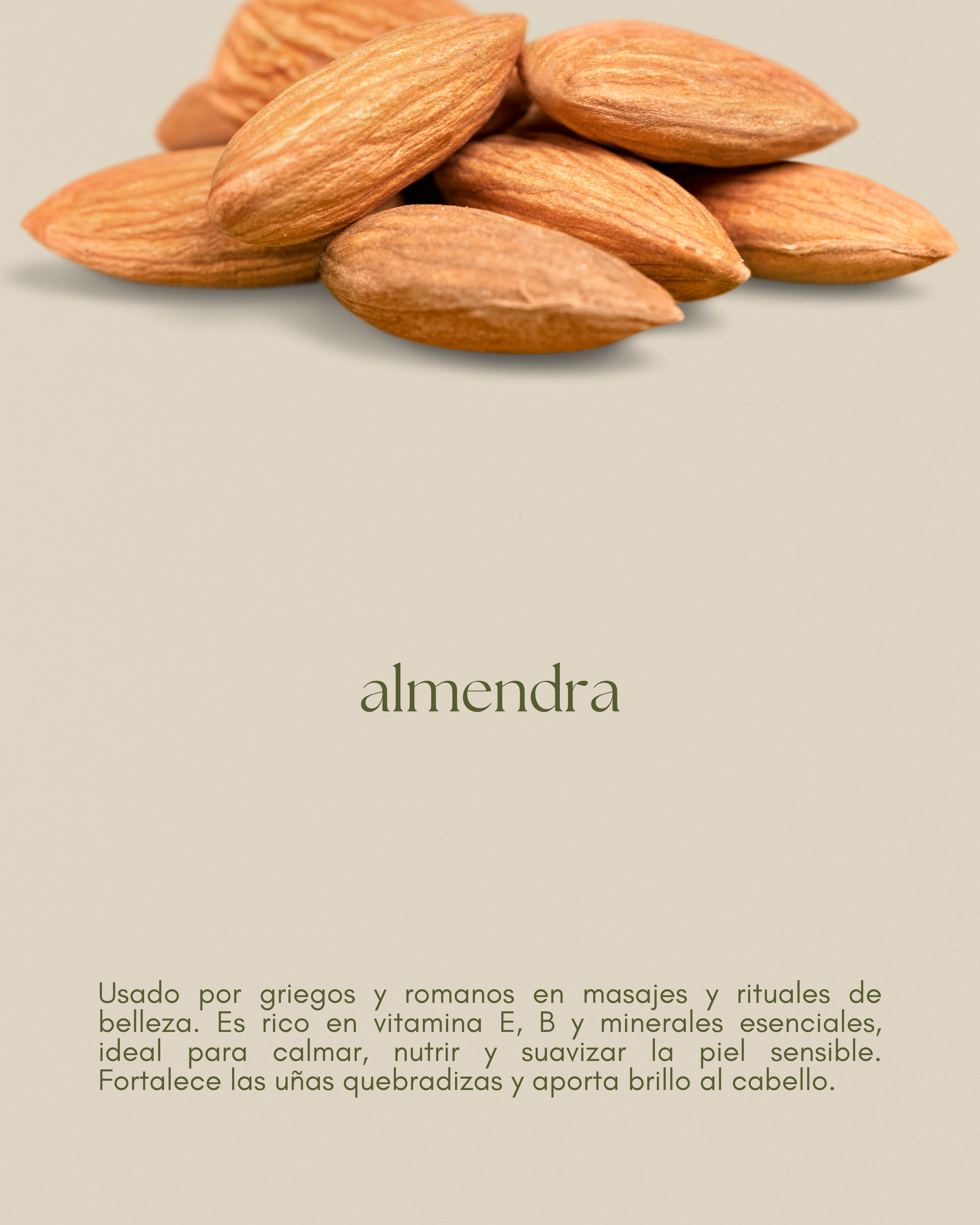 Aceite de almendra, suavizante y emoliente, perfecto para piel sensible y cabello fino