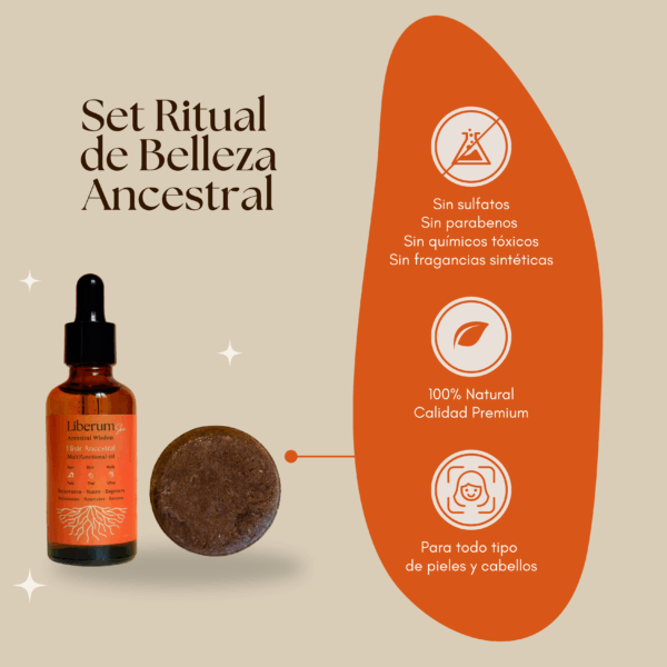 set ritual de belleza ancestral con elixir ancestral y champú ayurvédico de shikakai 100% natural libre de tóxicos sin fragancias sin sulfatos sin parabenos cruelty free Set Ritual de Belleza Ancestral